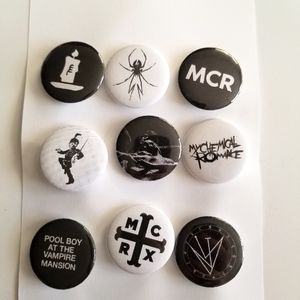 MCR My Chemical Romance Set of 9 Handcrafted Pins